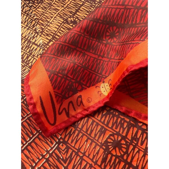 Vera Neumann Vintage Orange Geometric Rectangle Scarf Acetate Lightweight Wrap - Picture 4 of 6